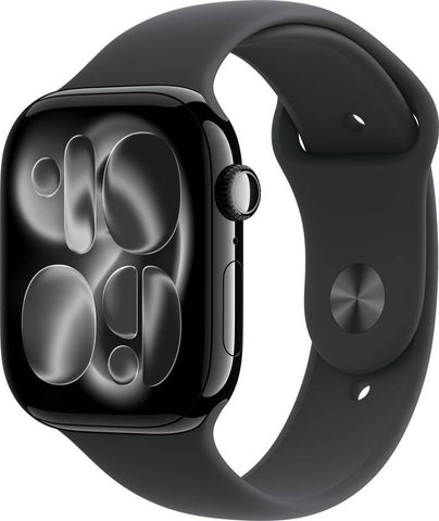 Apple Watch Series 11 GPS + Cellular 46mm Black Aluminium Case Black Sport Band - S/M  (Black Strap, Small/Medium)