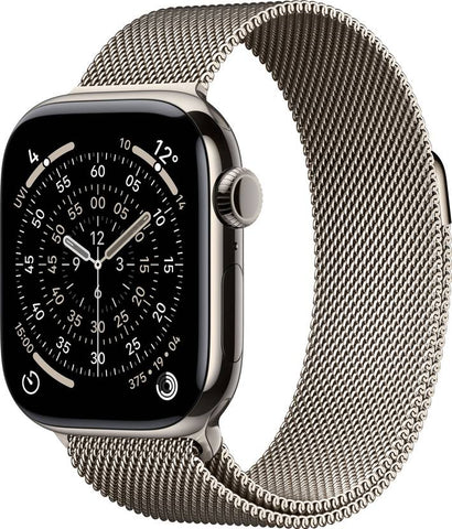 Apple Watch Series 11 GPS + Cellular 42mm Natural Titanium Case Natural Milanese Loop  (Natural Strap, Free Size)